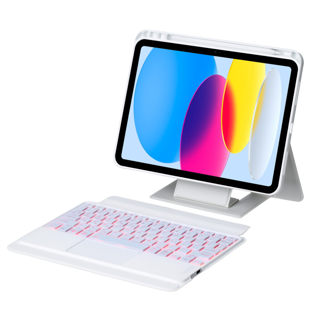 Suspended Split Touch Backlit Bluetooth Keyboard Case For Ipad 11-Inch 2025 & Ipad 10Th Gen 10.9-Inchï¼Whiteï¼ White 9344431585868