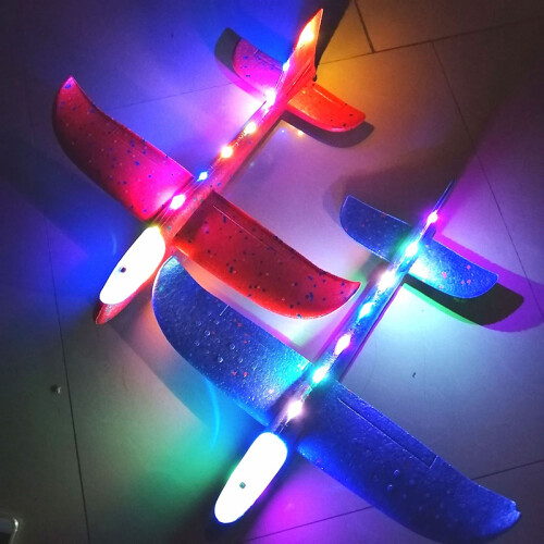 (Χωρίς αναβάθμιση LED YE) 50cm Big LED Flash Foam Plane Glider Hand Throw Light Αδρανειακό 2