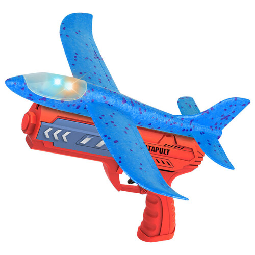 (Κόκκινο μπλε-Ηνωμένες Πολιτείες) Glow Foam Plane Glider Hand Throw Launcher 1