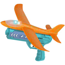 (Πράσινο Πορτοκαλί-Κίνα) Glow Foam Plane Glider Hand Throw Launcher Guns Inertial Airplane