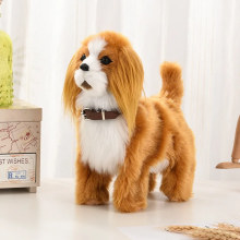 (Cavalier King Charle) New Simulation Electric Pet Dog Voice Control Walking Nodding Music Touch Robot Animal Plush Pet Children's Toy Gift