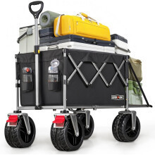 300L Folding Festival Trolley Cart - All-terrain Extra Wide Wheels and Brake - Heavy Duty Cart Load up 150KG - with Adjustable Handle & Cover Bag