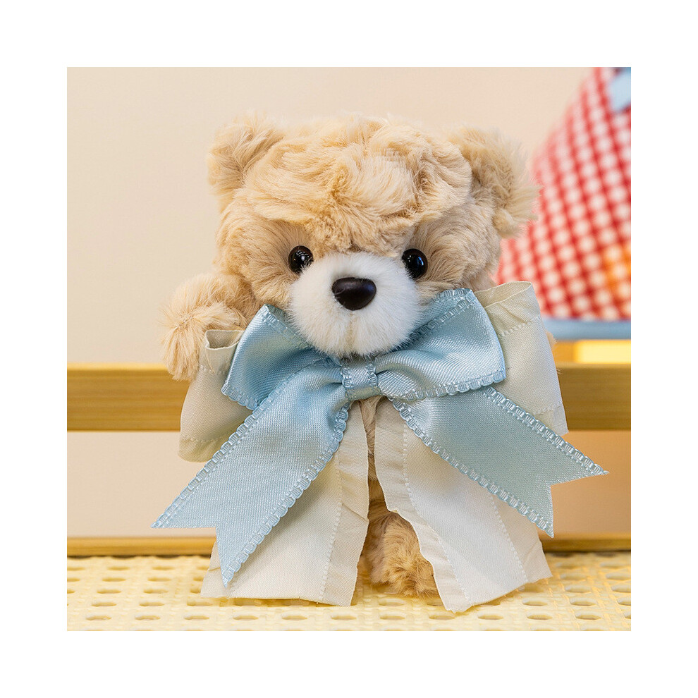 (Blue)Joli couple ours en peluche porte-clés adorable ours en peluche avec noeud décoration cravate