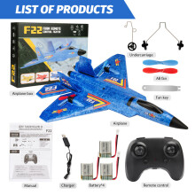 (F22 NIEBIESKI 3 baterie)Samolot RC F22 Raptor Śmigłowiec Samolot zdalnie sterowany 2.4G Samolot zdalnie