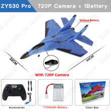(Ηνωμένες Πολιτείες-ZY530 720P Blue 1B) RC Plane SU35 2.4G With LED Lights Remote Control