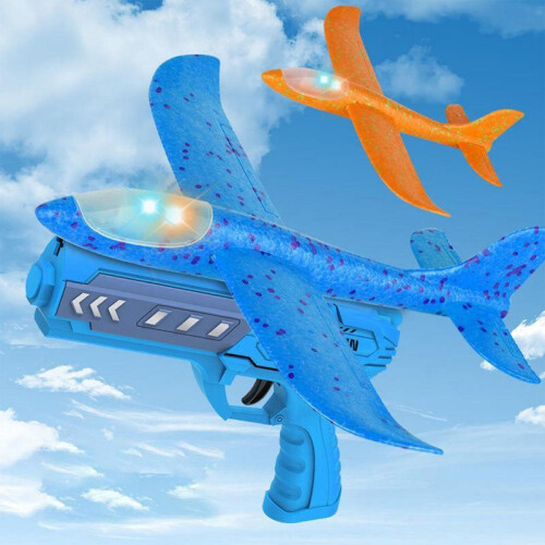 (Gul-SPANIEN)Barnleksaker Flygplansutskjutningsleksaker 2 Flygläge Glider Leksaker Lansering Katapult 2