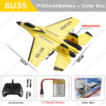 (SU35 Yellow 1B Box)SU35 RC Plane 2.4G With LED Lights Remote Control Aircraft Flying Model Glider Airplane