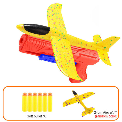 Avion En Mousse Avec Lanceur Catapulte – 10 Mètres – Bleu – Jeu Extérieur Enfant