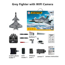 (Γκρι με κάμερα 1B) BBSONG 4 καναλιών RC Plane J20 Fighter Remote Control Airplane