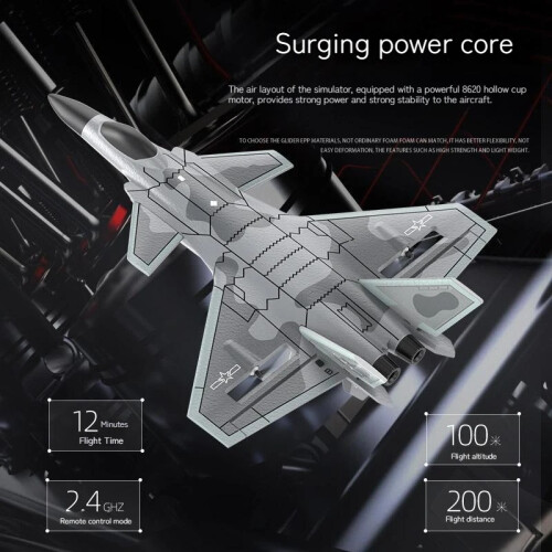 (Γκρι με 2 μπαταρίες) BBSONG 4 καναλιών RC Plane J20 Fighter Remote Control Airplane 2