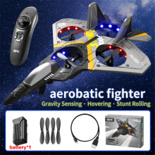 (grijs 1 batterij) V17 RC Vliegtuig 6CH Afstandsbediening Vliegtuig Trick Fighter 2.4G RC Drone Zweefvliegtuig
