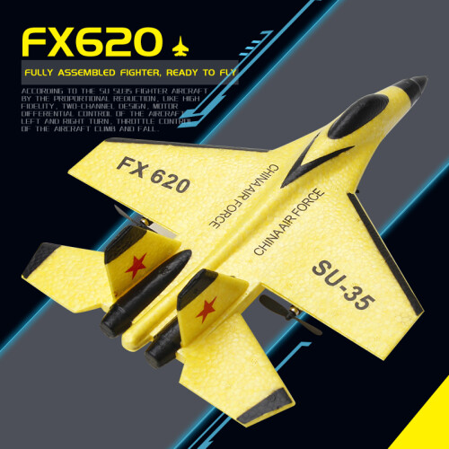 (SU35 Yellow 2B Box) RC Plane SU35 2.4G With LED Lights Remote Control Flying Model Glider EPP Foam 2