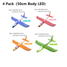 (4 Pack 50cm Body LED)4Packs 50CM Foam Plane Kits Flying Glider Toy With LED Light Hand Throw Airplane Sets Outdoor Game
