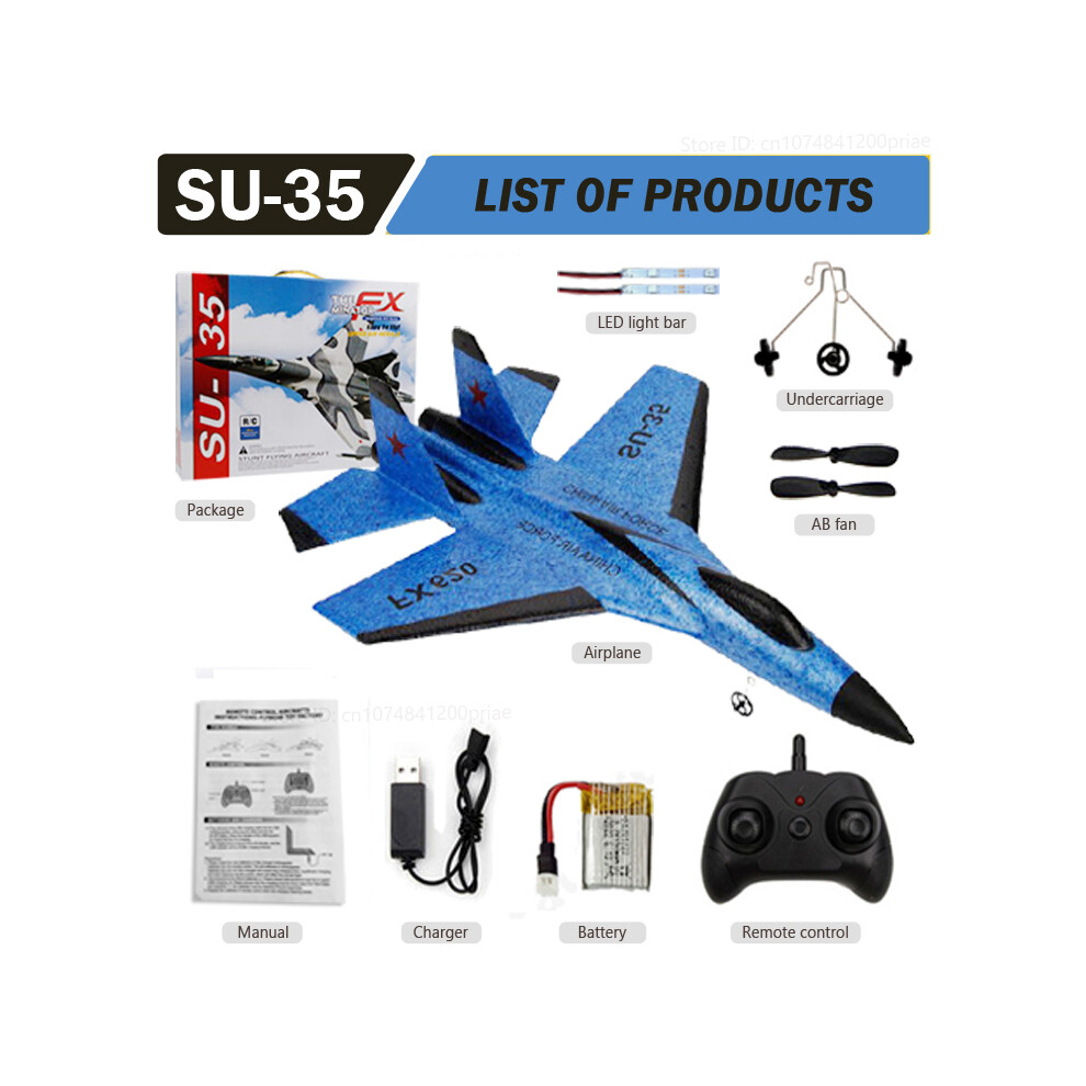 (SU35 Blu) Aereo Rc F22 Aliante Grigio Mimetico 2.4G Aerei Radiocomandati SU-35 Aerei In Schiuma Epp