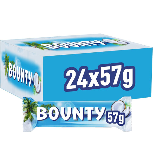 Bounty Coconut & Milk Chocolate Box, Bulk Bars, Duo, 24 x 57g