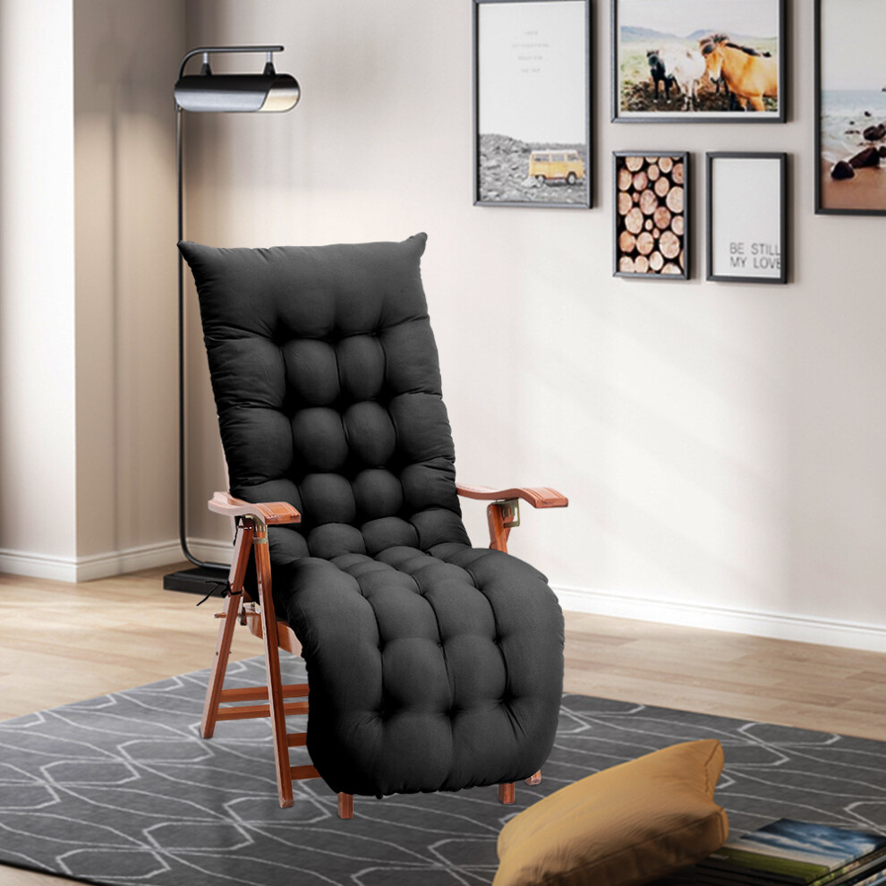 (Black) Garden Swing Chair Sun Lounger Cushion 160 x 50 cm
