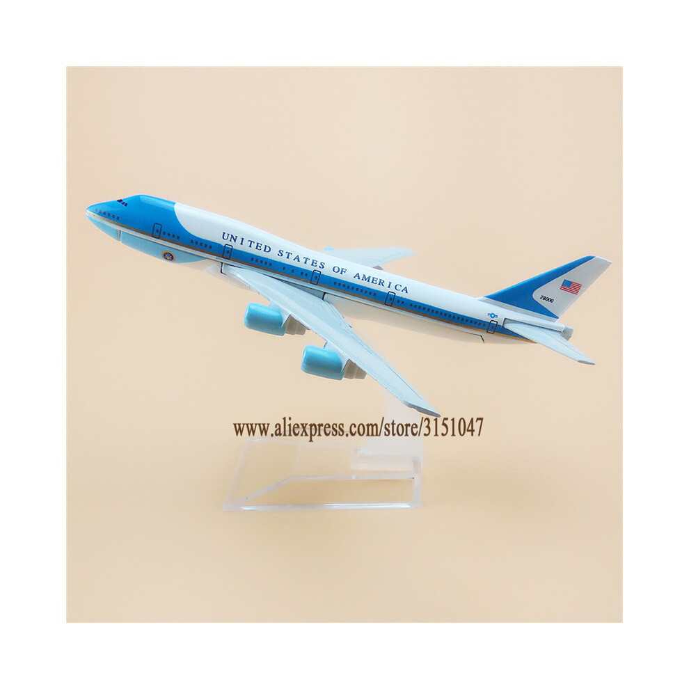 Modèle d'avion moulé sous pression en alliage métallique, modèle d'avion de 16 cm, Air Force One B747,