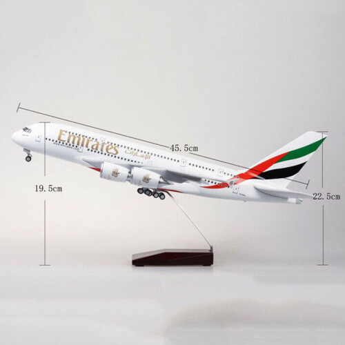 1/160 Emirates A380 Flugzeugmodell LED-Lichtsimulation Passagierflugzeug 2