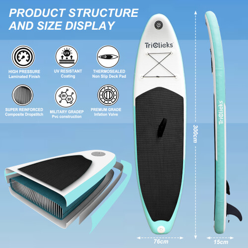 (Style 1) 3M 10ft Inflatable Stand Up Paddle Board SUP Board Kit 2