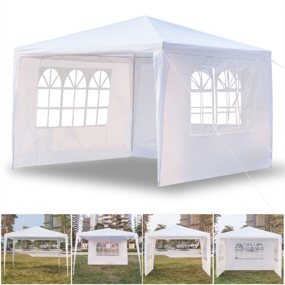 3x3m Garden Gazebo Outdoor Party Tent with Removeable 3 Sidewall,White