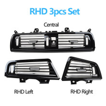 (Zestaw 3 szt. RHD) Wnętrze samochodu LHD RHD Piano Black Przednie kratki nawiewu Panel gniazda AC Chrom