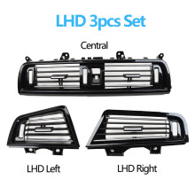 (Zestaw 3 szt. LHD) Wnętrze samochodu LHD RHD Piano Black Przednie kratki nawiewu Panel gniazda AC Chrom