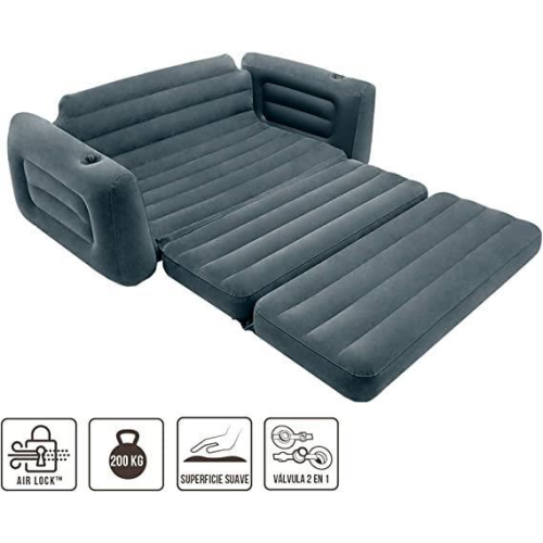 Intex King Size Inflatable Pull Out Sofa Bed Sleep Away Futon Couch - Anthracite 1