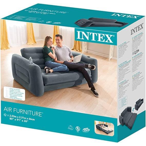 Intex King Size Inflatable Pull Out Sofa Bed Sleep Away Futon Couch - Anthracite 2