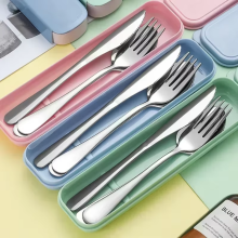 Portable Stainless Steel Cutlery Suit with Storage Box Chopstick Fo