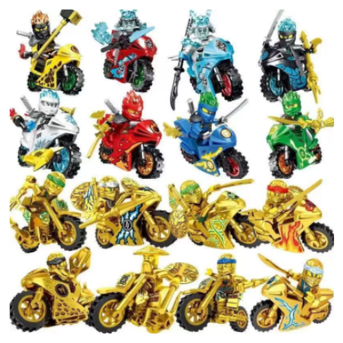 16Pcs Motorcycle Minifigures Ninja Mini Figures Fits Blocks Toy