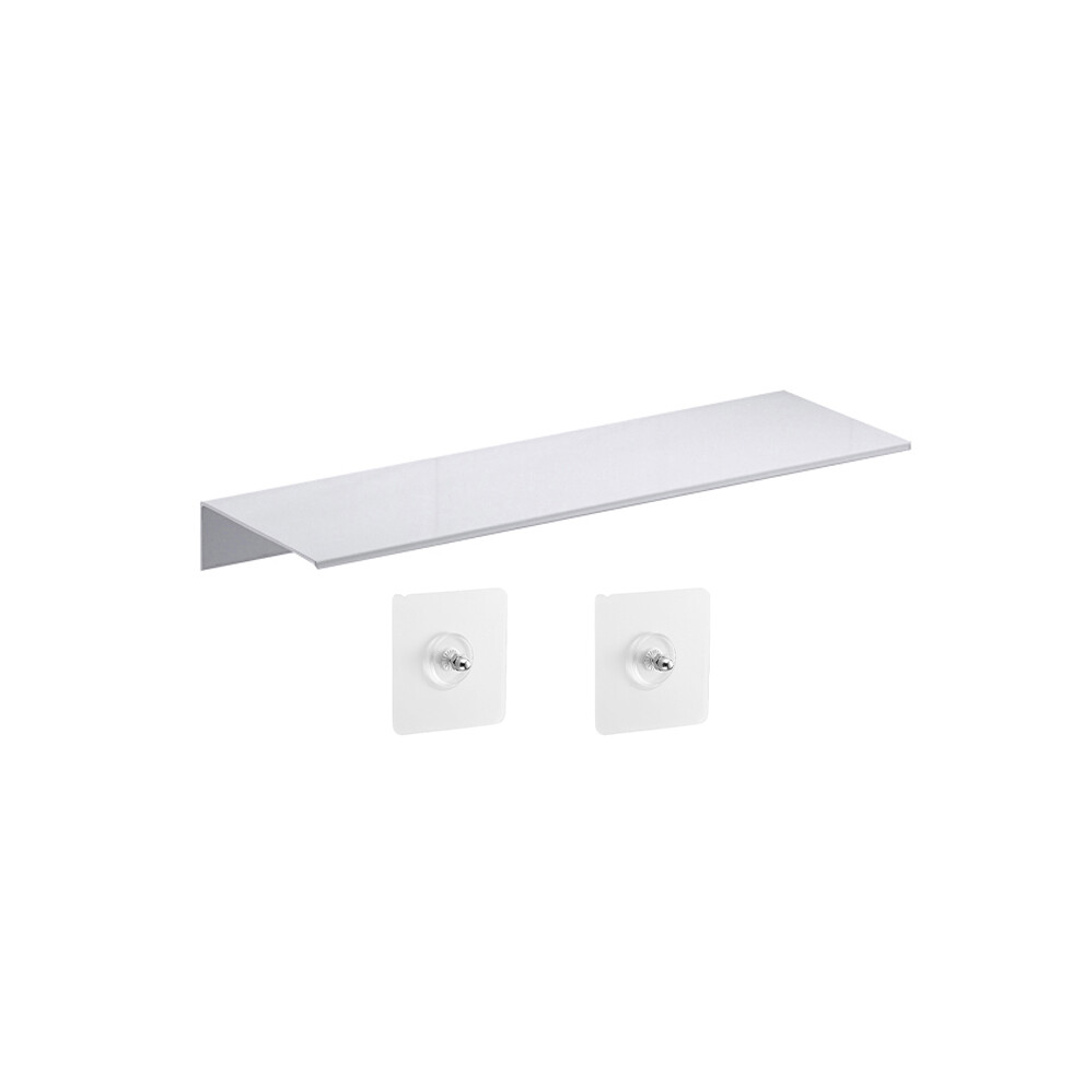 (B-Blanc-40CM) Étagère murale de toilette sans perçage, étagère de rangement en aluminium avec miroir