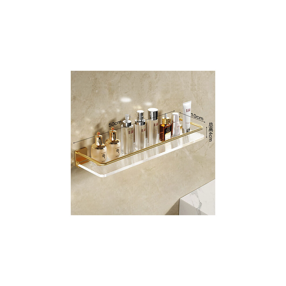 Étagère flottante pour accessoires de salle de bain (50 cm) dorée, étagères de rangement murales avec