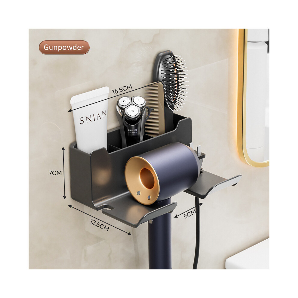 (B-Gray-2pcs) Étagère pour accessoires de salle de bain, support pour sèche-cheveux, étagères murales,