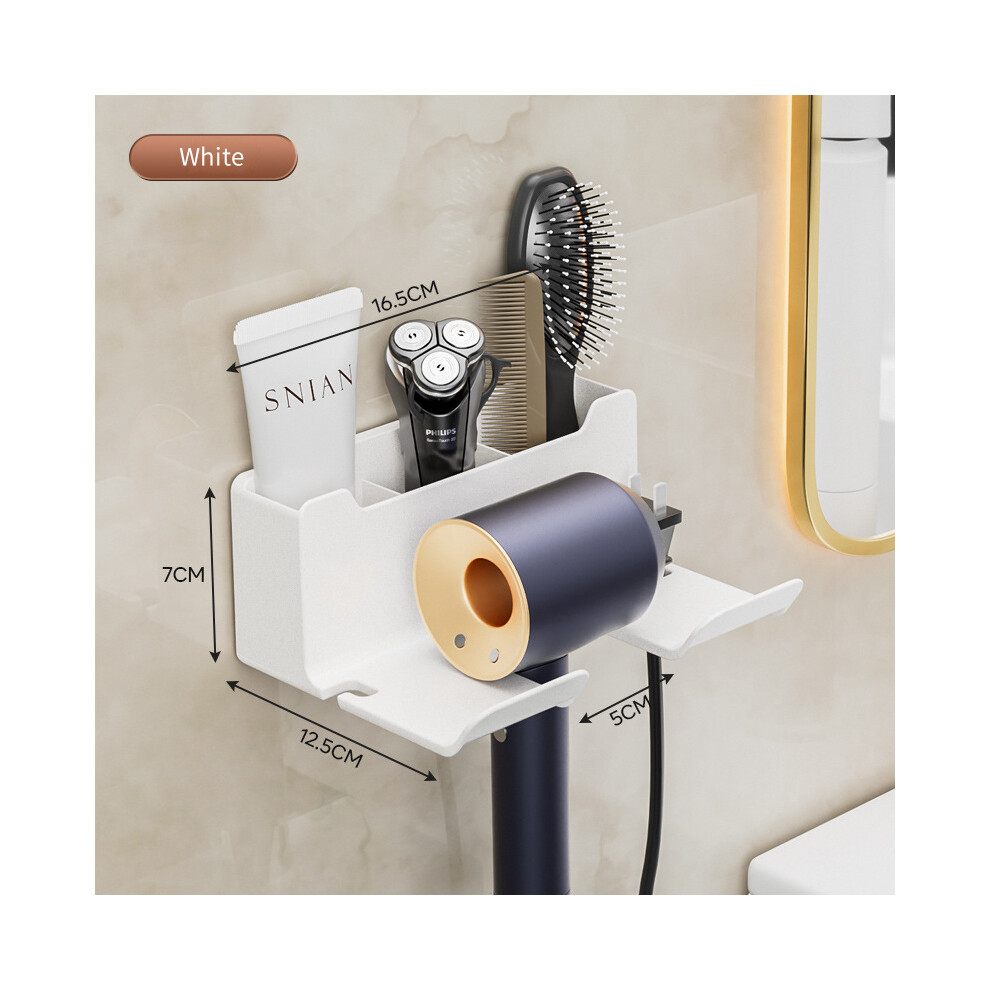 (B-Blanc-3 pièces) Étagère pour accessoires de salle de bain, support pour sèche-cheveux, étagères murales,