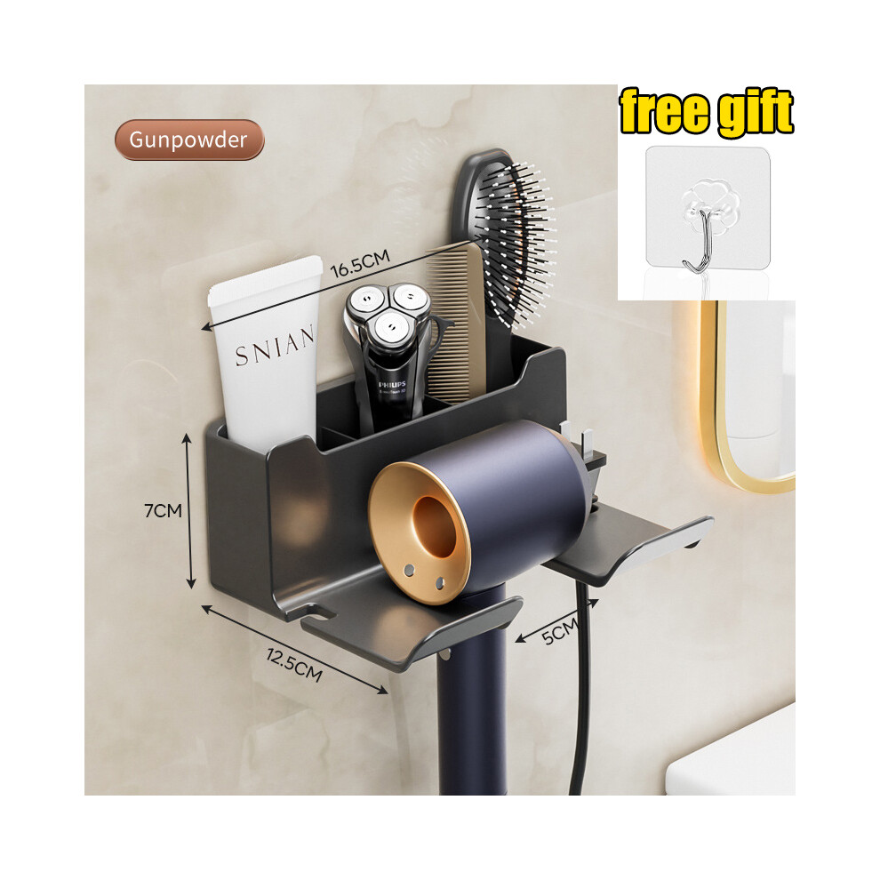 (B-Gray-4pcs) Étagère pour accessoires de salle de bain, support pour sèche-cheveux, étagères murales,