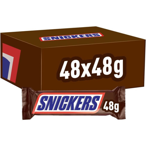 Snickers Chocolate Bars, Caramel, Peanuts & Milk Box, 48 x 48g