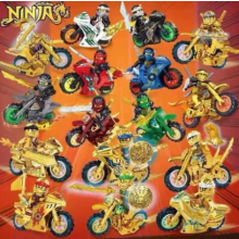 16Pcs Golden Motorcycle Minifigures Ninja Mini Figures Fits Blocks Toy
