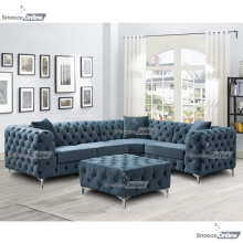 (4 Seater Right Hand Facing, Space Grey) SnoozeOnline Monaco Velvet Corner Sofa 4,5 & 6 Seater Chesterfield Sofas Set