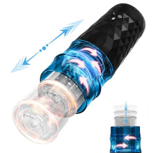 (FJB11-BK)Telescopic Rotation Male Masturbator Silicone Vagina Real Pronunciation Automatic Masturbation