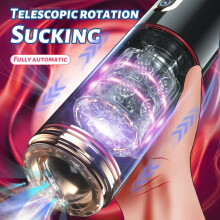 (black)Masturbators for Men Automatic Sucking Telescopic Rotating Male Masturbator Cup Real Vagina Pocket