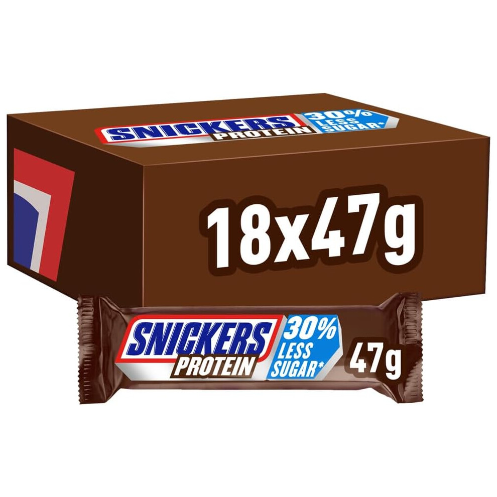 Kidzbuzz Snickers Chocolate Protein Bars, Peanut Butter, Bulk Box, 18 X 47G