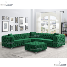 (5 Seater Corner, Green) SnoozeOnline Monaco Velvet Corner Sofa 4,5 & 6 Seater Chesterfield Sofas Set
