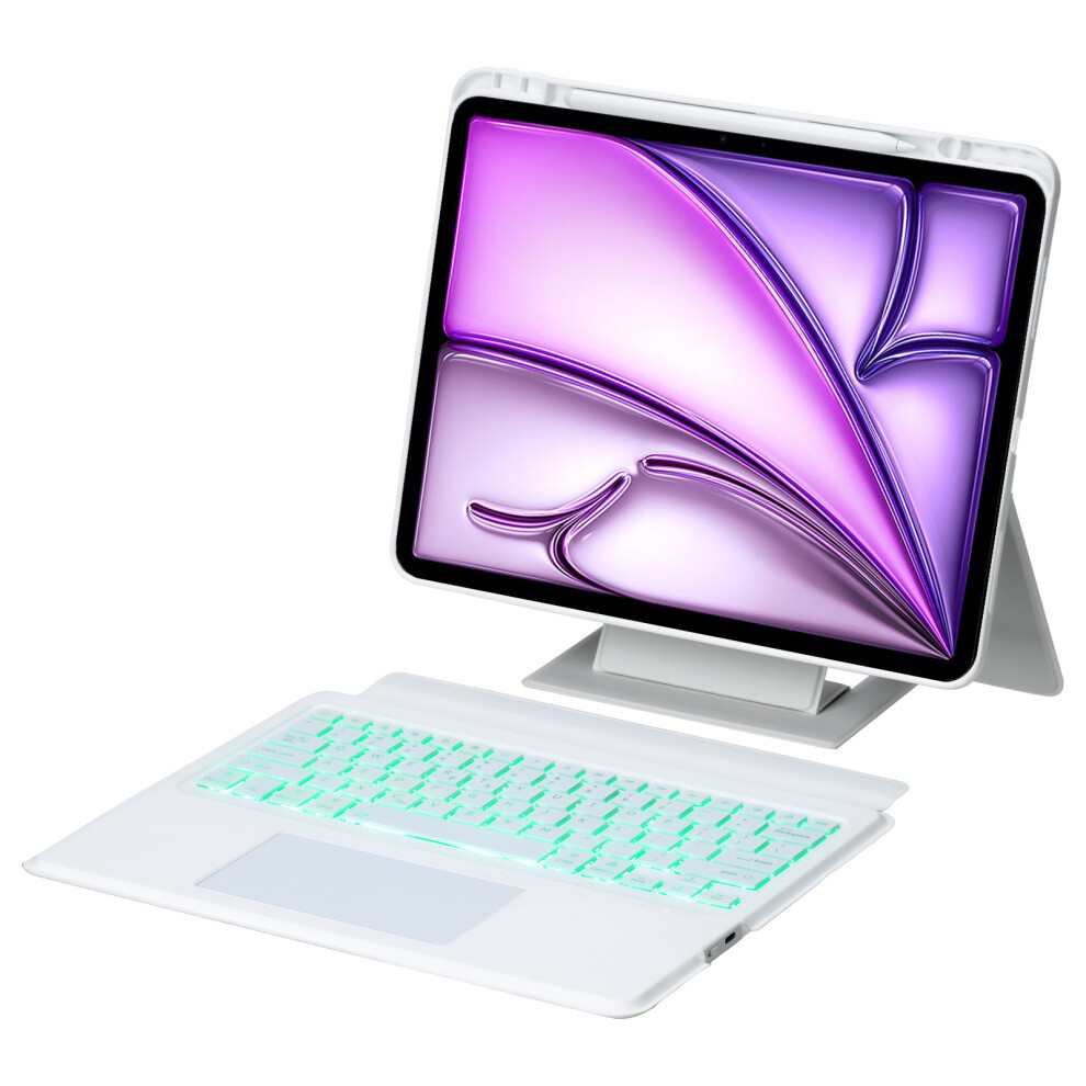 Suspended Split Touch Backlit Bluetooth Keyboard Case For Ipad Pro 12.9-Inch 2022/2021/2020/2018Ï¼Whiteï¼ White 9344431585905