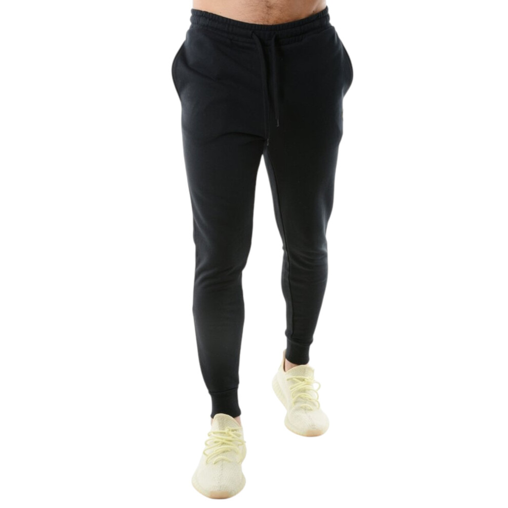 Lyle & Scott (, L) Mens Fleece Joggers Casual Skinny Fit Gym Bottom Workout Sweatpants Black
