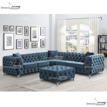 (5 Seater Corner, Space Grey) SnoozeOnline Monaco Velvet Corner Sofa 4,5 & 6 Seater Chesterfield Sofas Set