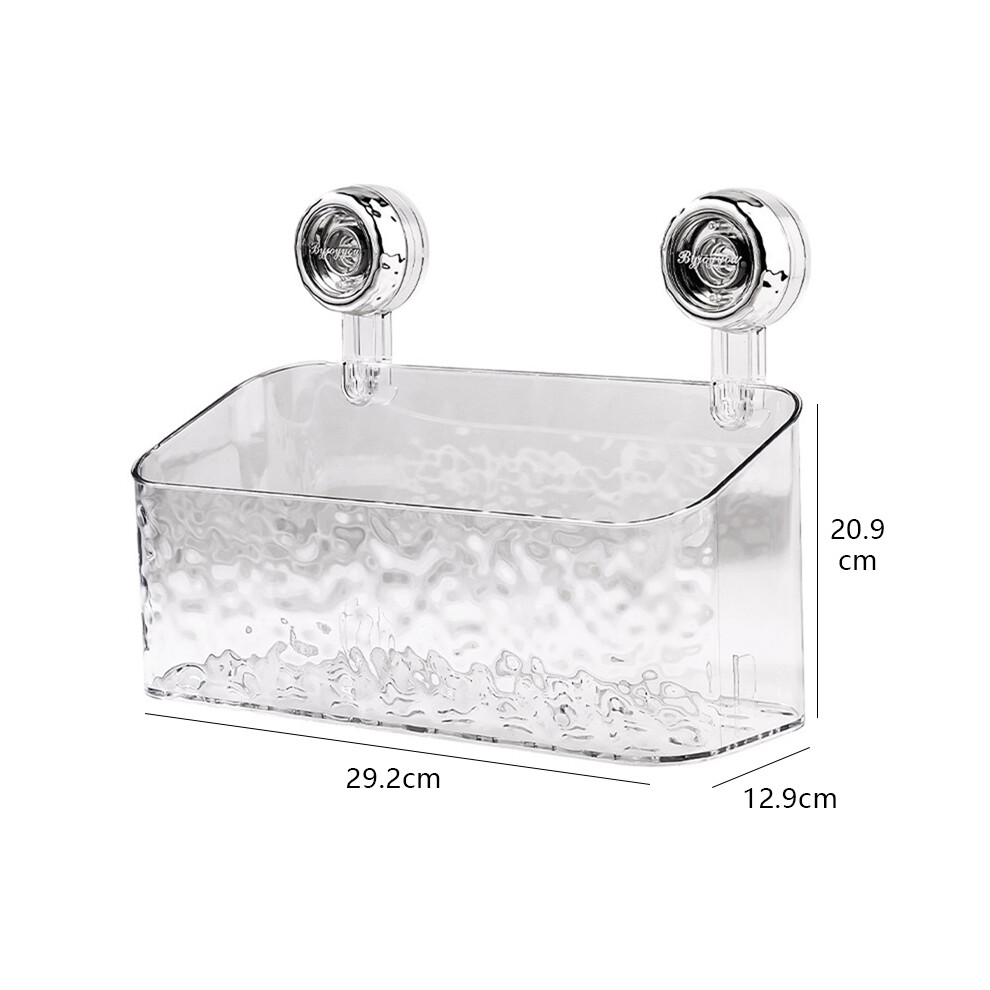 (Blanc transparent-M) Étagère à ventouse légère de style glacier de luxe pour toilettes, accessoires