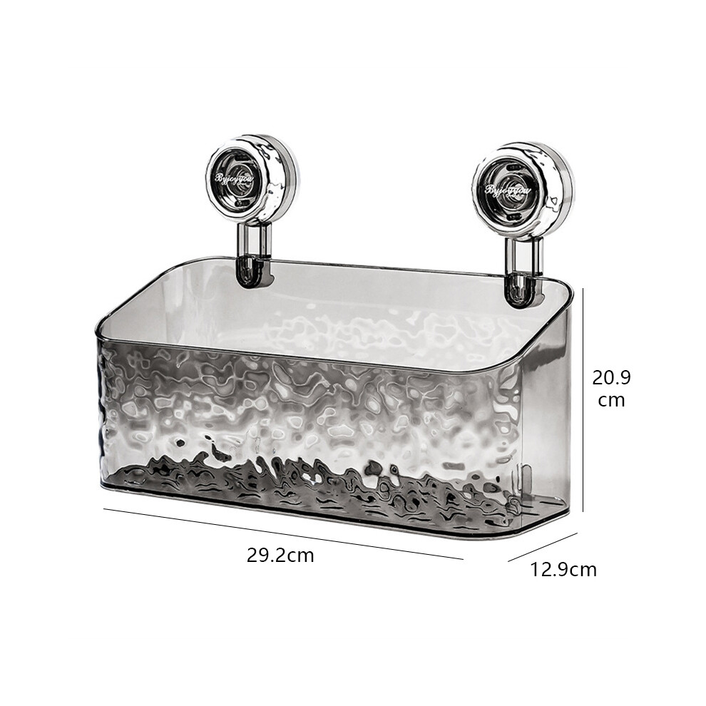 (Gris transparent-M) Étagère à ventouse de style glacier de luxe léger, accessoire de salle de bain