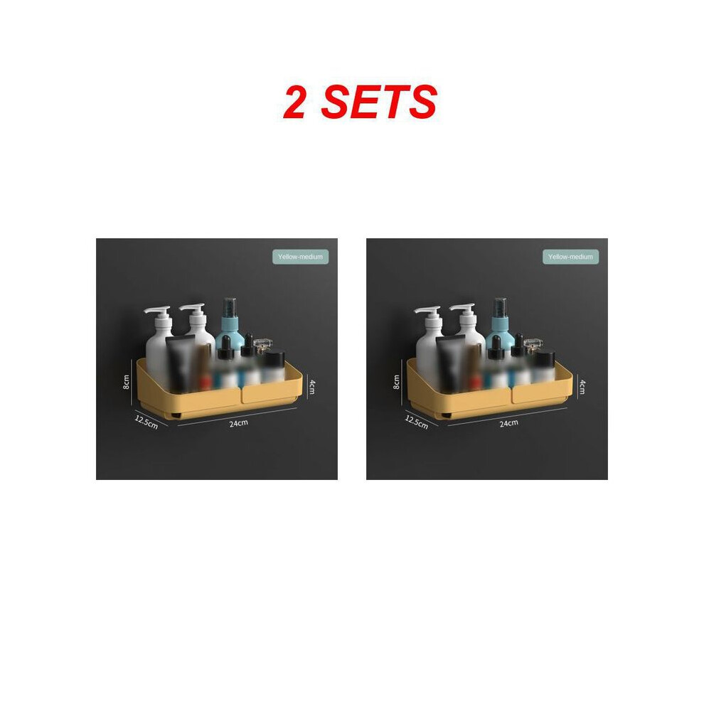 (2 pièces jaune M) Support de rangement pour accessoires de salle de bain, maquillage, sans perforation,