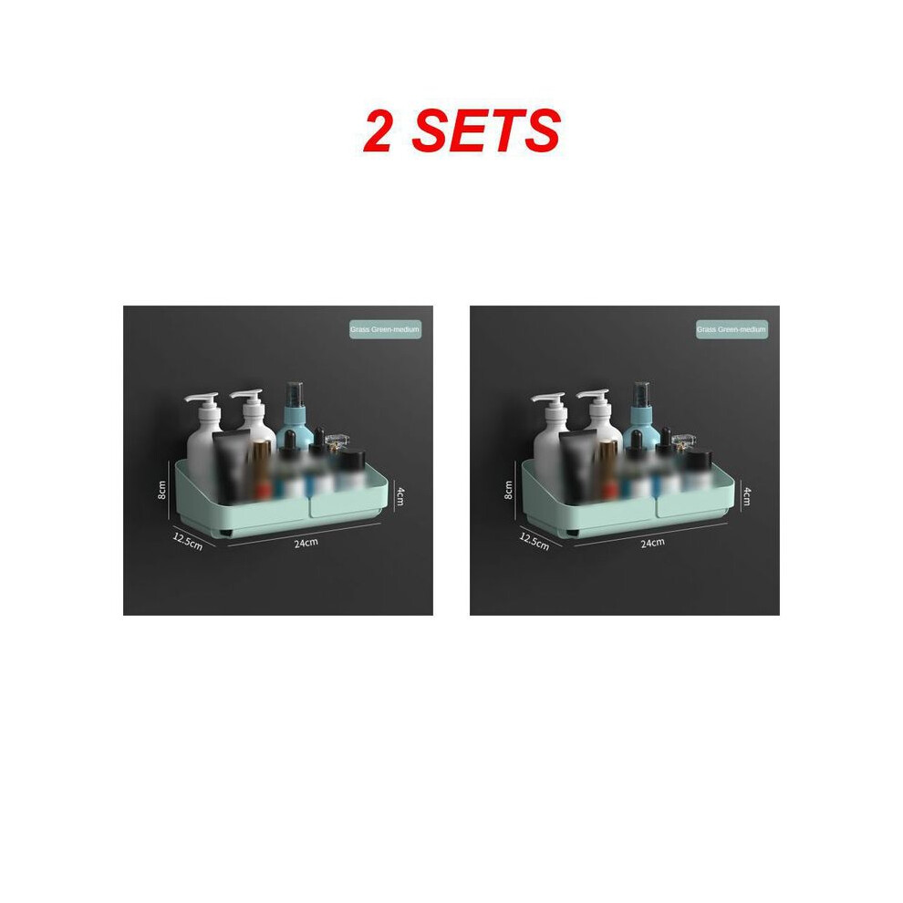 (2 pièces vert M) Support de rangement pour accessoires de salle de bain, maquillage, sans perforation,
