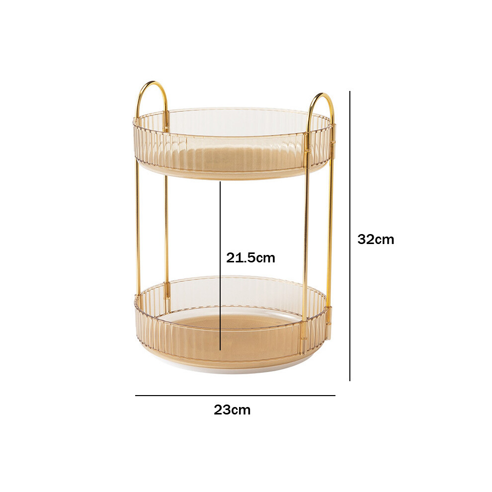 Étagères de rangement pour accessoires de salle de bain (2 couches dorées) - Support rotatif à 360
